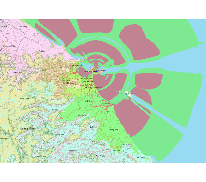 Bản đồ vùng phủ sóng kỹ thuật số DVB - T2 Quảng Nam - Đà Nẵng