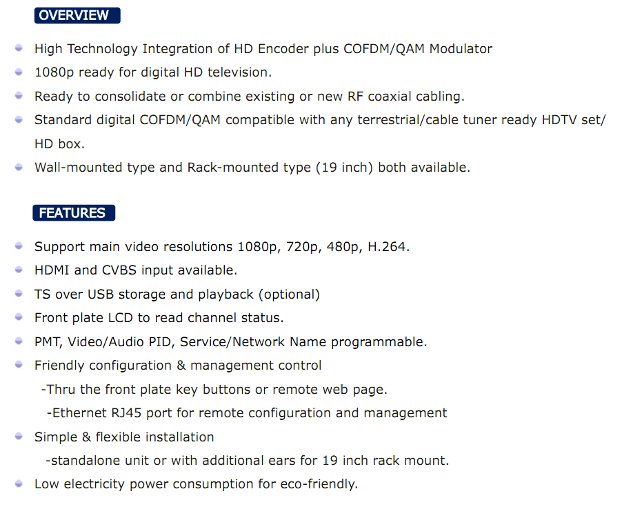 Thông số điều chế HD Winersat M-100
